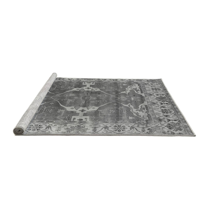 Sideview of Machine Washable Oriental Gray Industrial Rug, wshurb1614gry