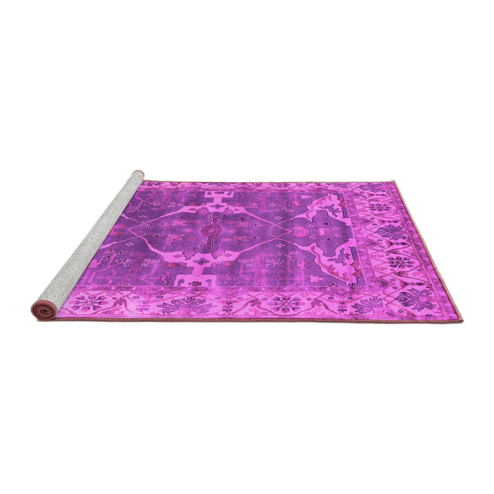 Sideview of Machine Washable Oriental Pink Industrial Rug, wshurb1614pnk