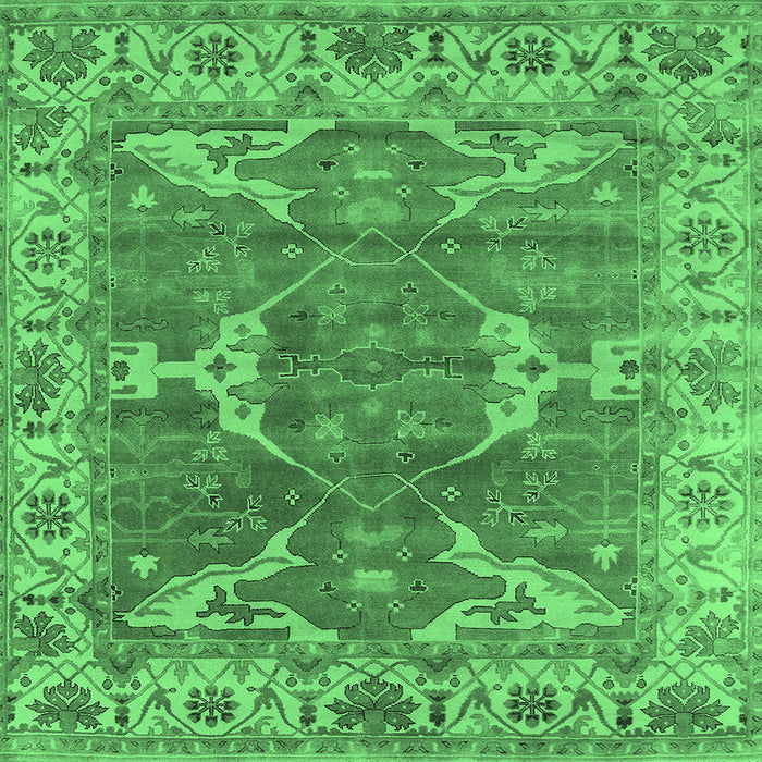Square Machine Washable Oriental Emerald Green Industrial Area Rugs, wshurb1614emgrn