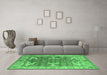 Machine Washable Oriental Emerald Green Industrial Area Rugs in a Living Room,, wshurb1615emgrn