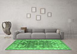 Machine Washable Oriental Emerald Green Industrial Area Rugs in a Living Room,, wshurb1615emgrn