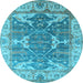 Round Oriental Light Blue Industrial Rug, urb1615lblu