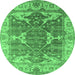 Round Oriental Emerald Green Industrial Rug, urb1615emgrn