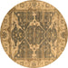 Round Oriental Brown Industrial Rug, urb1615brn