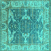 Square Oriental Turquoise Industrial Rug, urb1615turq