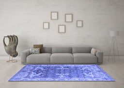 Machine Washable Oriental Blue Industrial Rug in a Living Room, wshurb1615blu