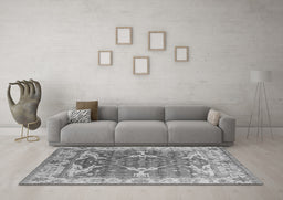 Machine Washable Oriental Gray Industrial Rug in a Living Room,, wshurb1615gry