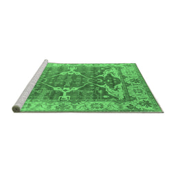 Sideview of Machine Washable Oriental Emerald Green Industrial Area Rugs, wshurb1615emgrn