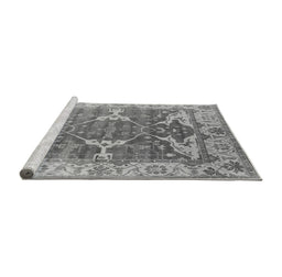 Sideview of Machine Washable Oriental Gray Industrial Rug, wshurb1615gry
