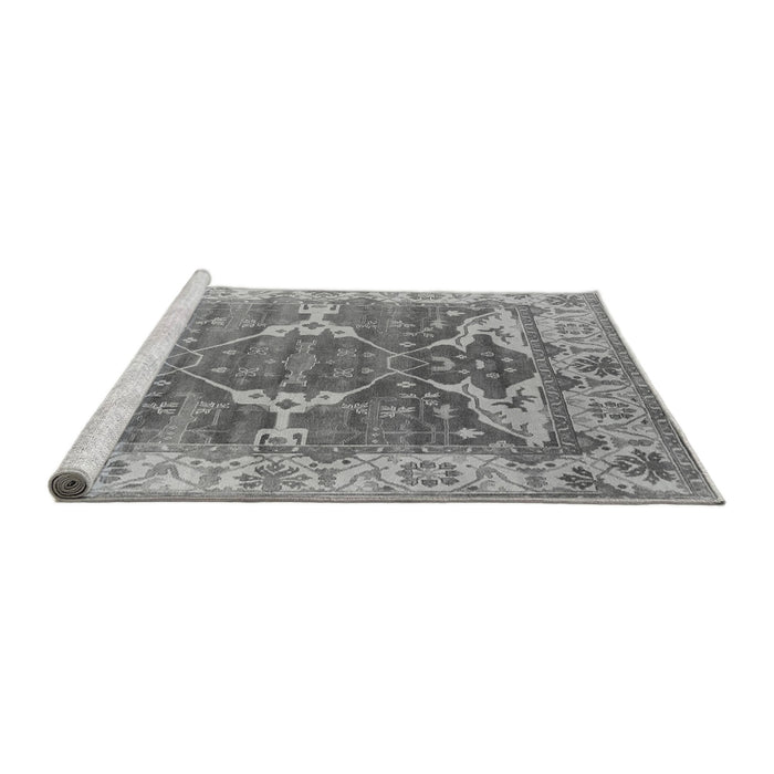 Sideview of Machine Washable Oriental Gray Industrial Rug, wshurb1615gry