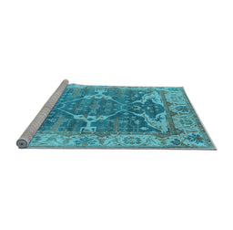 Sideview of Machine Washable Oriental Light Blue Industrial Rug, wshurb1615lblu