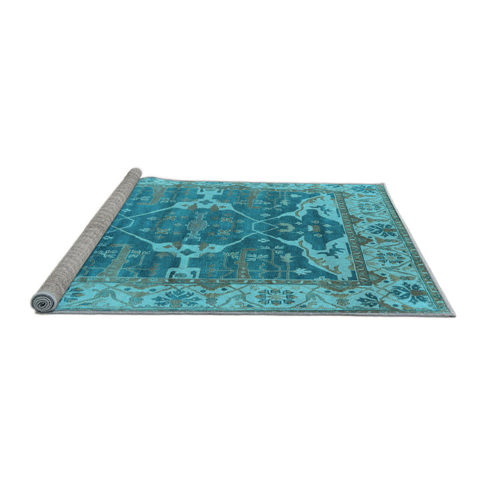 Sideview of Machine Washable Oriental Light Blue Industrial Rug, wshurb1615lblu