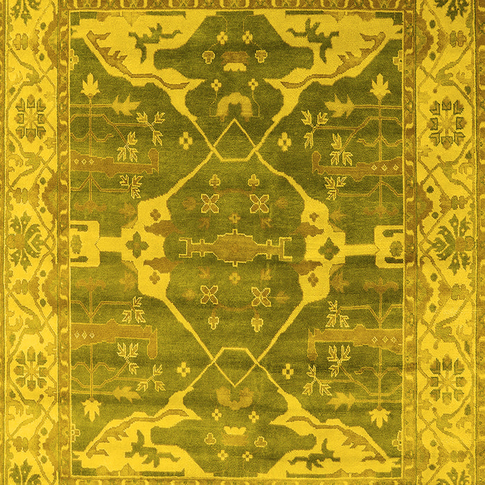 Machine Washable Oriental Yellow Industrial Rug, wshurb1615yw