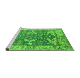 Sideview of Machine Washable Oriental Green Industrial Area Rugs, wshurb1615grn