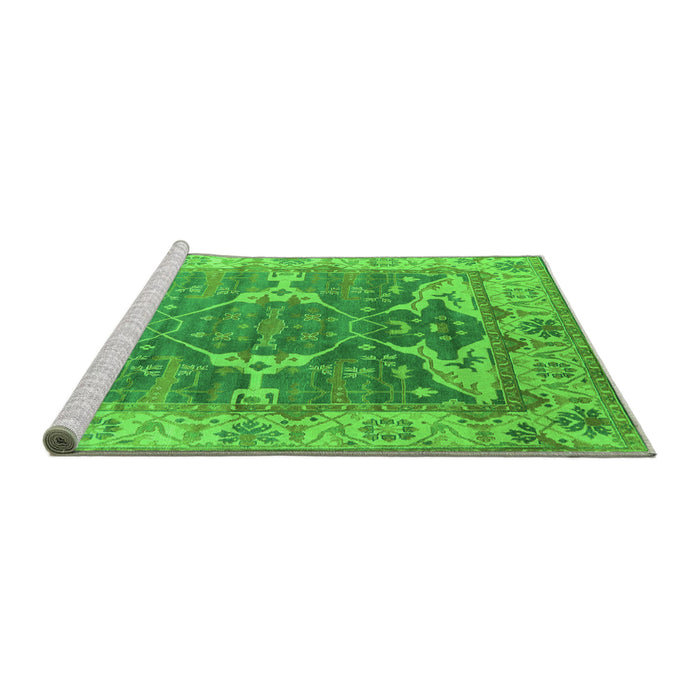Sideview of Machine Washable Oriental Green Industrial Area Rugs, wshurb1615grn