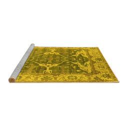 Sideview of Machine Washable Oriental Yellow Industrial Rug, wshurb1615yw