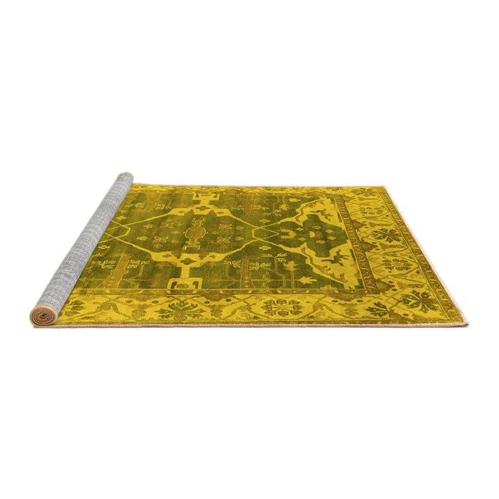 Sideview of Machine Washable Oriental Yellow Industrial Rug, wshurb1615yw