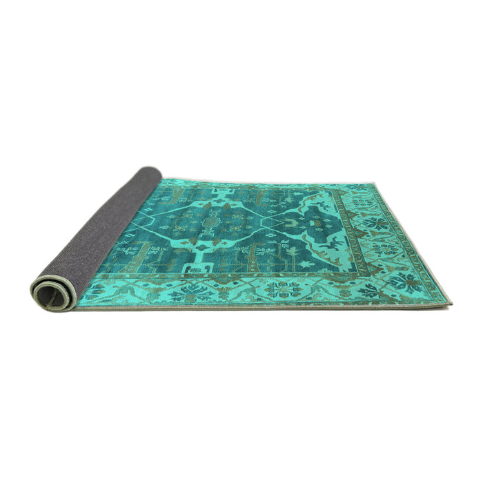 Sideview of Oriental Turquoise Industrial Rug, urb1615turq