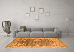Machine Washable Oriental Orange Industrial Area Rugs in a Living Room, wshurb1615org