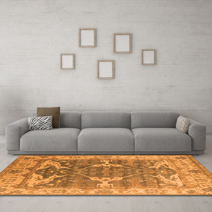Machine Washable Oriental Orange Industrial Area Rugs in a Living Room, wshurb1615org