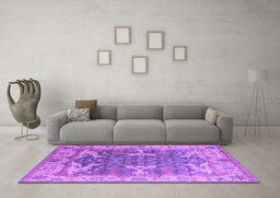 Machine Washable Oriental Purple Industrial Area Rugs in a Living Room, wshurb1615pur