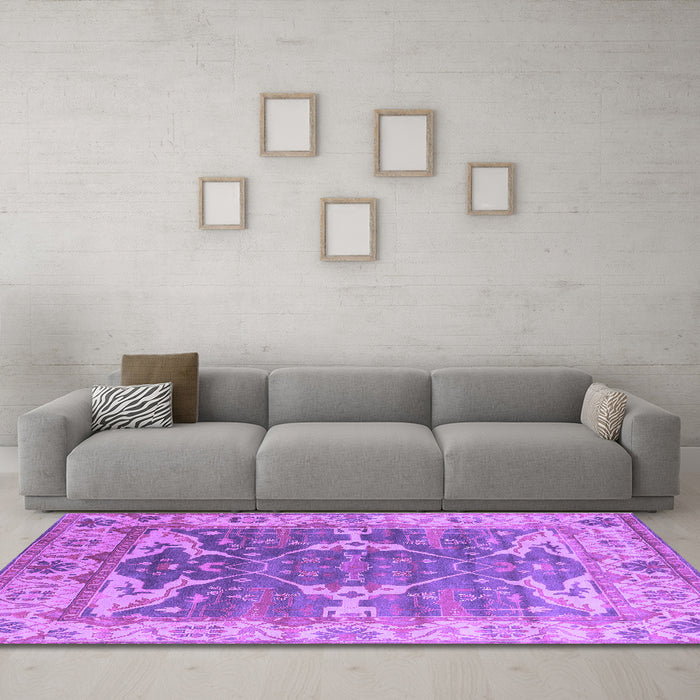 Machine Washable Oriental Purple Industrial Area Rugs in a Living Room, wshurb1615pur