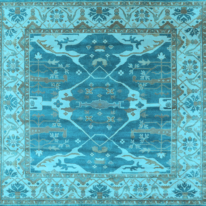 Square Machine Washable Oriental Light Blue Industrial Rug, wshurb1615lblu