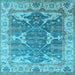 Square Machine Washable Oriental Light Blue Industrial Rug, wshurb1615lblu