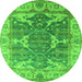 Round Oriental Green Industrial Rug, urb1615grn