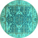 Round Oriental Turquoise Industrial Rug, urb1615turq