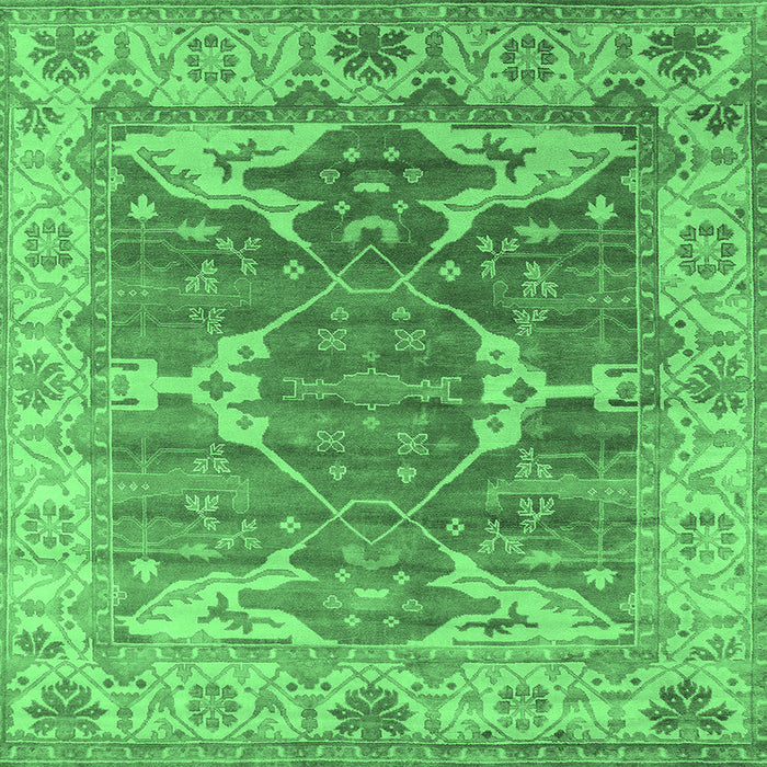 Square Machine Washable Oriental Emerald Green Industrial Area Rugs, wshurb1615emgrn