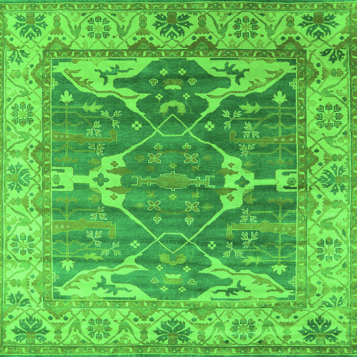 Square Machine Washable Oriental Green Industrial Area Rugs, wshurb1615grn