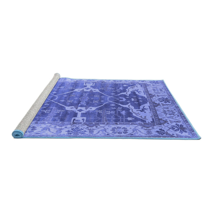 Sideview of Machine Washable Oriental Blue Industrial Rug, wshurb1615blu