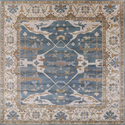 Square Mid-Century Modern Sandstone Brown Oriental Rug, urb1615