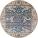 Round Mid-Century Modern Sandstone Brown Oriental Rug, urb1615