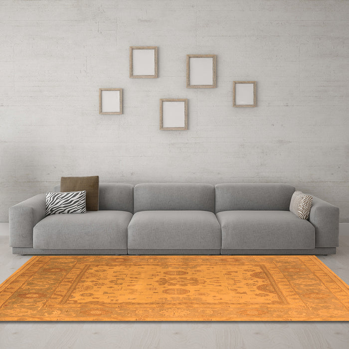 Machine Washable Oriental Orange Industrial Area Rugs in a Living Room, wshurb1616org