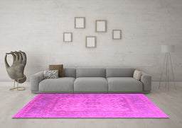 Machine Washable Oriental Pink Industrial Rug in a Living Room, wshurb1616pnk