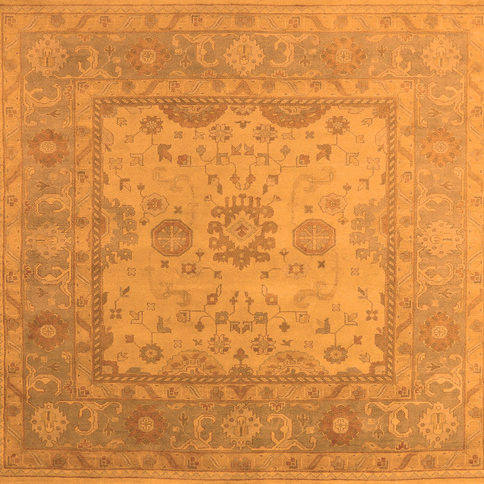 Square Machine Washable Oriental Orange Industrial Area Rugs, wshurb1616org
