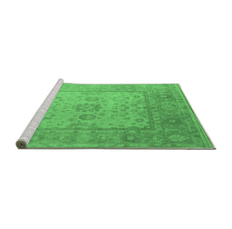 Sideview of Machine Washable Oriental Emerald Green Industrial Area Rugs, wshurb1616emgrn