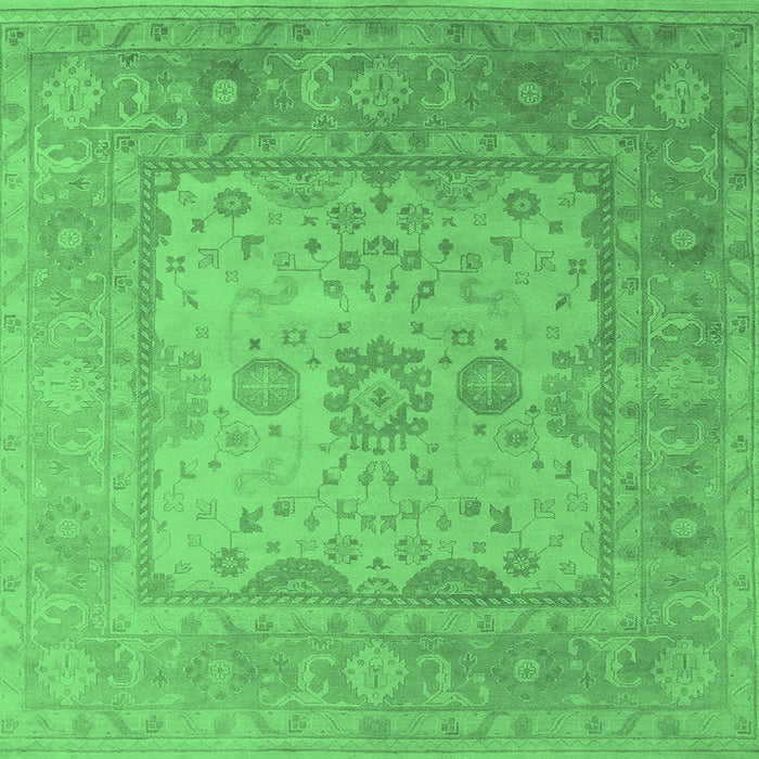 Square Machine Washable Oriental Emerald Green Industrial Area Rugs, wshurb1616emgrn