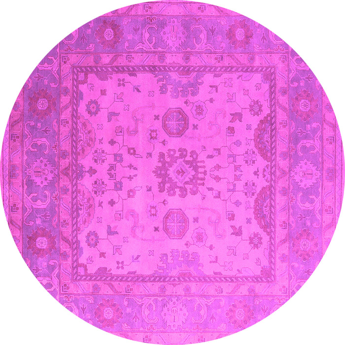 Round Machine Washable Oriental Pink Industrial Rug, wshurb1616pnk