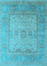 Machine Washable Oriental Light Blue Industrial Rug, wshurb1616lblu