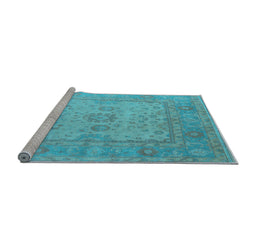 Sideview of Machine Washable Oriental Light Blue Industrial Rug, wshurb1616lblu