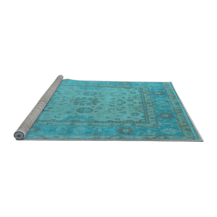 Sideview of Machine Washable Oriental Light Blue Industrial Rug, wshurb1616lblu