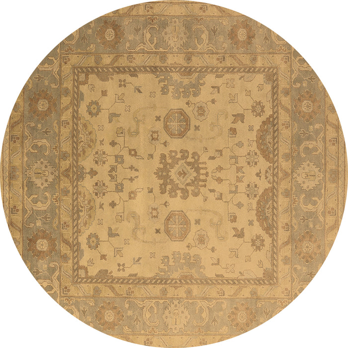 Round Oriental Brown Industrial Rug, urb1616brn