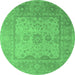 Round Oriental Emerald Green Industrial Rug, urb1616emgrn