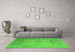 Machine Washable Oriental Green Industrial Area Rugs in a Living Room,, wshurb1616grn