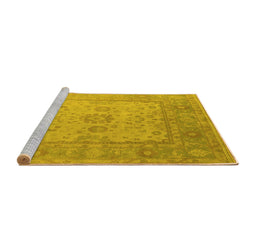 Sideview of Machine Washable Oriental Yellow Industrial Rug, wshurb1616yw