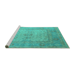 Sideview of Machine Washable Oriental Turquoise Industrial Area Rugs, wshurb1616turq