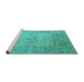 Sideview of Machine Washable Oriental Turquoise Industrial Area Rugs, wshurb1616turq